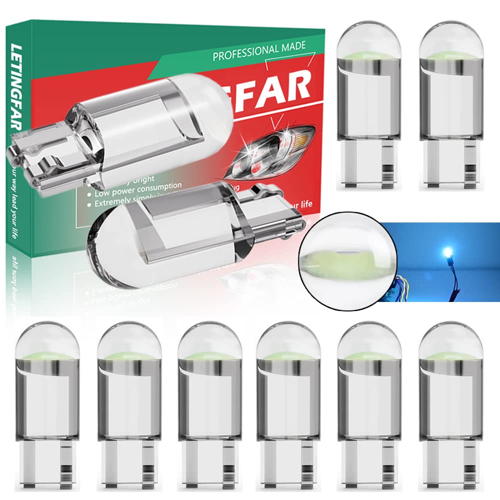 194 LED Bulb ice blue Pack of 10, T10 led bulb, 168 2825 W5W T10 Wedge COB LED Replacement Bulbs Error Free for Car Dome Map Door Courtesy License Plate Lights